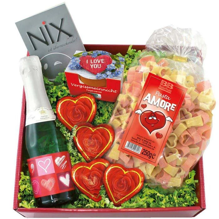Geschenkset NiX-Geschenk I Love You, Sekt, Schokolade, Nudeln Und Pflanzset 3 Geschenkset NiX-Geschenk I Love You, Sekt, Schokolade, Nudeln Und Pflanzset