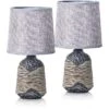 Schreibtischlampe BRUBAKER Grau, Braun, Leinenschirm, Steingutfuß, 2 Stück -Wohnmöbel Gemischtwaren Geschäft cb19206adac5e510ee2ca7353e8aee418f5cfe59 schreibtischlampe brubaker