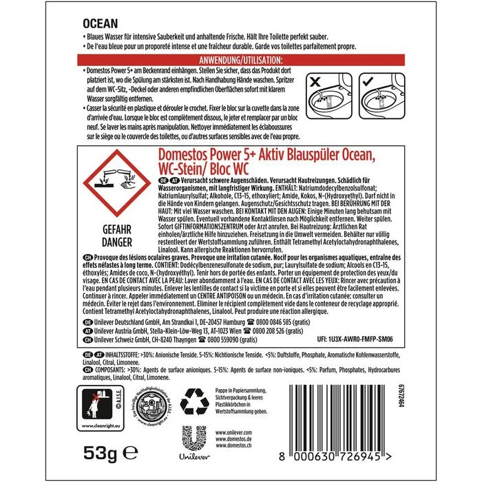 Domestos WC-Duftspüler Power 5, Ocean, Mit Anti-Kalk-Schutz & Intensiver Frische, Im Korb 5 Domestos WC-Duftspüler Power 5, Ocean, Mit Anti-Kalk-Schutz & Intensiver Frische, Im Korb – Bild 3