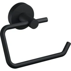 Tesa Toilettenpapierspender Moon Black, 40560, Ohne Bohren, Metall, Für 1 Kleinrolle, Schwarz