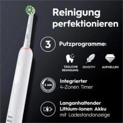 Oral B Oral-B Elektrische-Zahnbürste Pro 3 3000, Weiß, Cross Action, 3 Putzmodi, Inkl. 2 Aufsteckbürsten -Wohnmöbel Gemischtwaren Geschäft eabc1f7f11adaa3ad6942997f566ac6d47da0e69 elektrische zahnbuerste oral b pro 3 3000 weiss