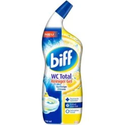 Biff WC-Reiniger WC-Total Spritzige Zitrone, Gel, Mit Selbstaktiver Formel, 750ml