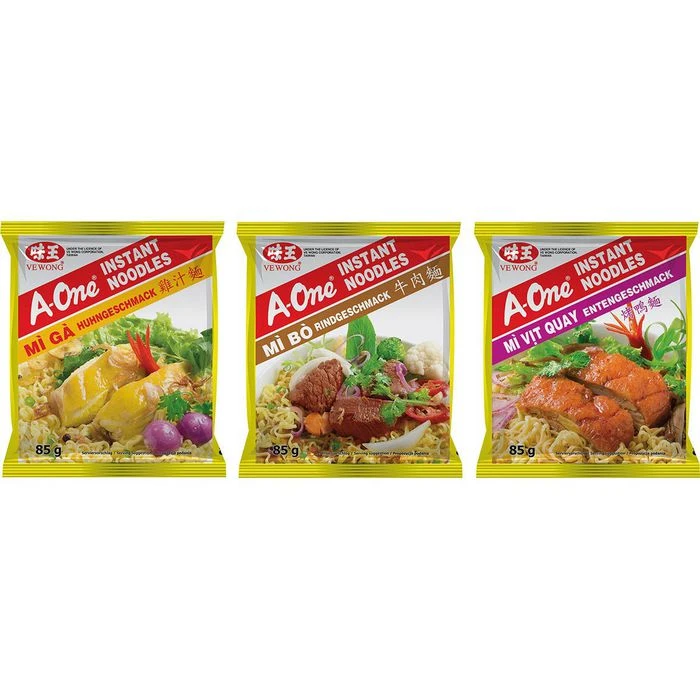 A-One Fertiggericht Chicken, Beef Und Duck Flavour, Nudelsuppe, 10x Huhn, Rind, Ente, Je 85g, 30 Pack 3 A-One Fertiggericht Chicken, Beef Und Duck Flavour, Nudelsuppe, 10x Huhn, Rind, Ente, Je 85g, 30 Pack