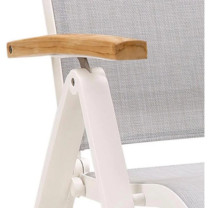 BEST Gartenstuhl Cavalese, Stoff/Teakholz, Hochlehner, Verstellbar, Grau, Klappbar 5 BEST Gartenstuhl Cavalese, Stoff/Teakholz, Hochlehner, Verstellbar, Grau, Klappbar – Bild 3