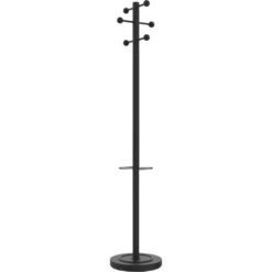Unilux Garderobenständer Access 400095391, Mit 6 Haken, 175 X 34cm (HxØ), Metall, Schwarz