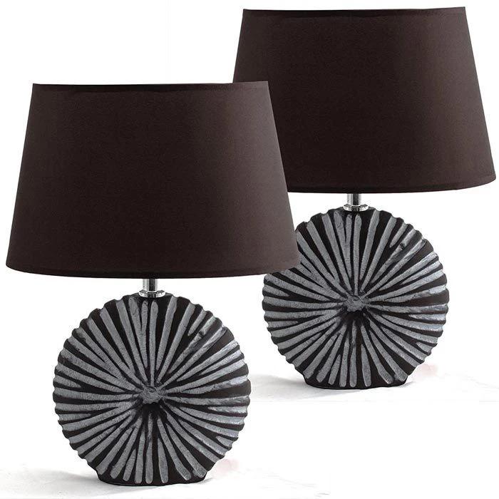 Schreibtischlampe BRUBAKER Braun, Keramik-Standfuß, 2 Stück 3 Schreibtischlampe BRUBAKER Braun, Keramik-Standfuß, 2 Stück