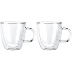 Bodum Kaffeegläser Bistro Tassen 10602-10, Doppelwandig, Mit Henkel, 150ml, 2 Stück
